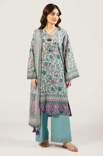 Beige Printed 3PC Unstitched