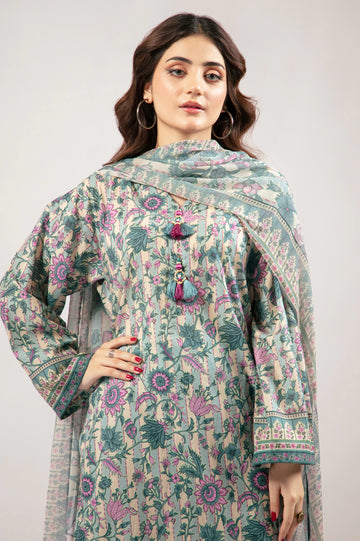 Beige Printed 3PC Unstitched