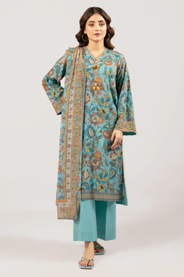 Ice Blue Printed 3PC Unstitched
