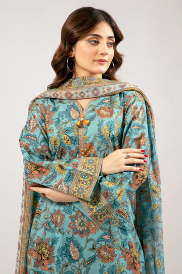 Ice Blue Printed 3PC Unstitched