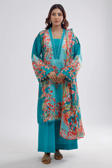 Green Printed 3PC Unstitched