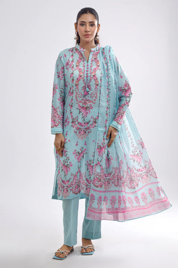 Turquoise Printed 3PC Unstitched