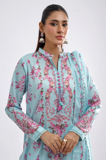 Turquoise Printed 3PC Unstitched