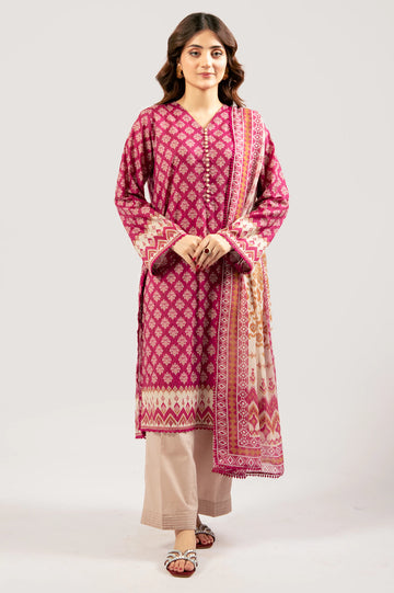 Magenta Printed 3PC Unstitched