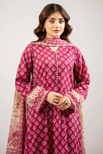 Magenta Printed 3PC Unstitched