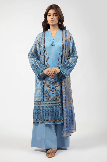 Cyan Printed 3PC Unstitched