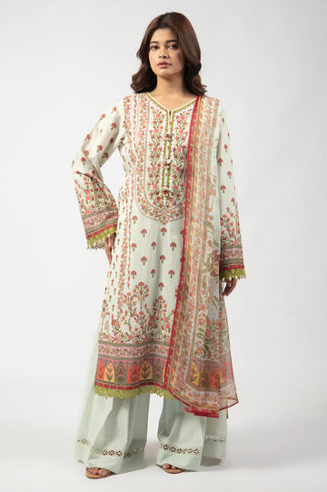 Beige Printed 3PC Unstitched