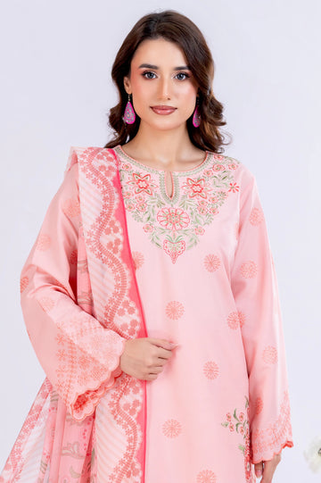 Peach Embroidered 3PC Unstitched