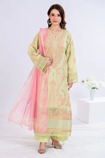 Lime Green Embroidered 3PC Unstitched
