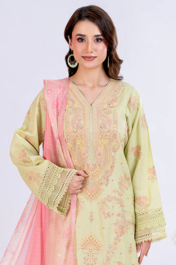 Lime Green Embroidered 3PC Unstitched