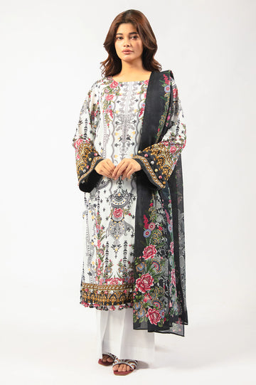 White Printed 3PC Unstitched