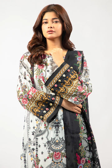 White Printed 3PC Unstitched