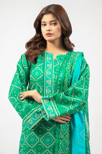 Green Printed 3PC Unstitched