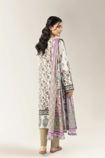 Printed Lawn-Cream Unstitched 3PC