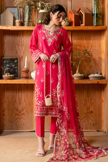 Pink Embroidered 3PC Unstitched