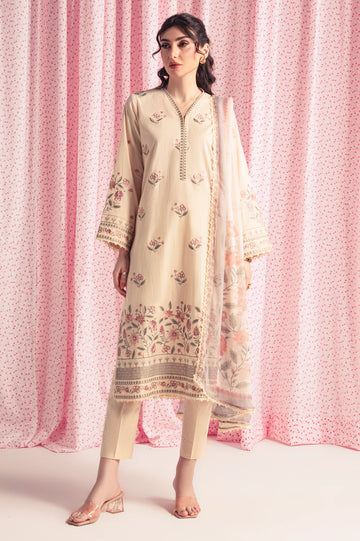 Beige Embroidered 3PC Unstitched
