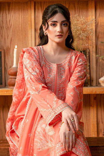 Pink Embroidered 3PC Unstitched