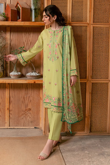 Parrot Green Embroidered 3PC Unstitched