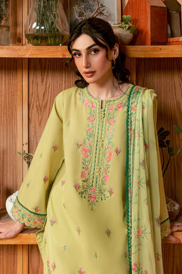 Parrot Green Embroidered 3PC Unstitched