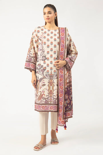 Beige Printed 3PC Unstitched