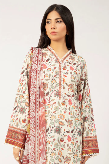 Cream Printed 3PC Unstitched