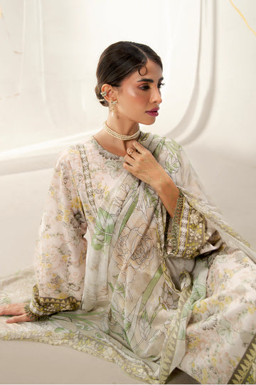 Cream Printed 3PC Unstitched