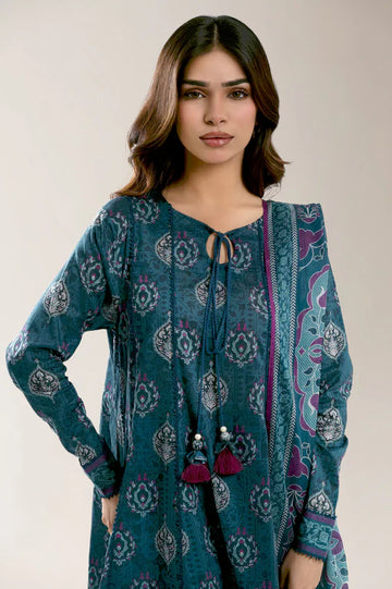 Printed Lawn Teal Unstitched 3Pc