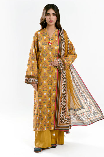 Mustard Printed 3PC Unstitched