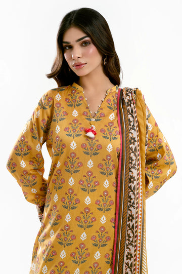 Mustard Printed 3PC Unstitched