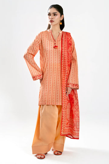 Peach Printed 3PC Unstitched