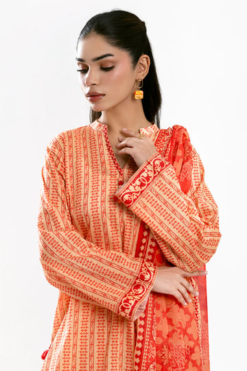 Peach Printed 3PC Unstitched