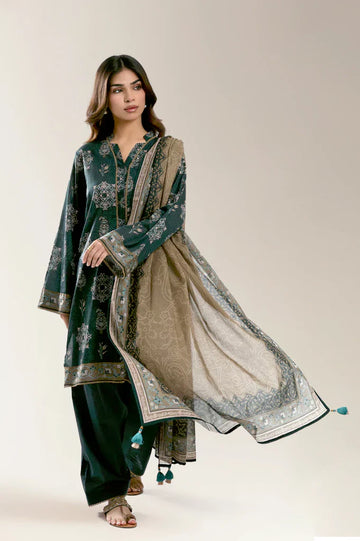 Printed Lawn Dark Green Unstitched 3Pc (OOS)