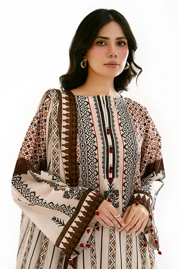 Beige Printed 3PC Unstitched