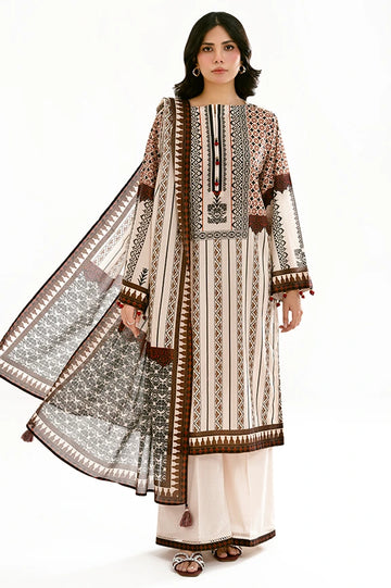 Beige Printed 3PC Unstitched