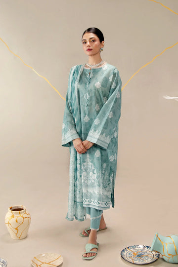 Printed Lawn-Turquoise Unstitched 3PC