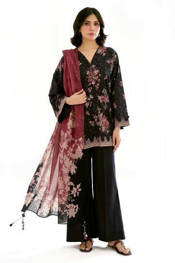 Jet Black Printed 3PC Unstitched