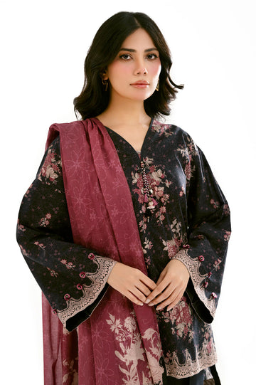 Jet Black Printed 3PC Unstitched