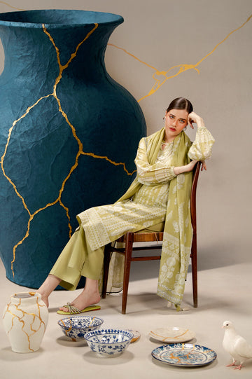 Olive Printed 3PC Unstitched
