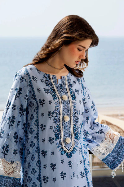 Printed Lawn-Light Blue Unstitched 3PC