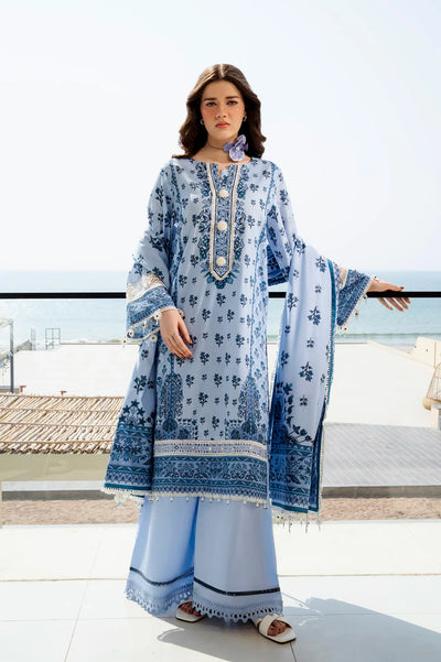 Printed Lawn-Light Blue Unstitched 3PC