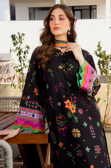 Printed Lawn-Black Unstitched 3PC