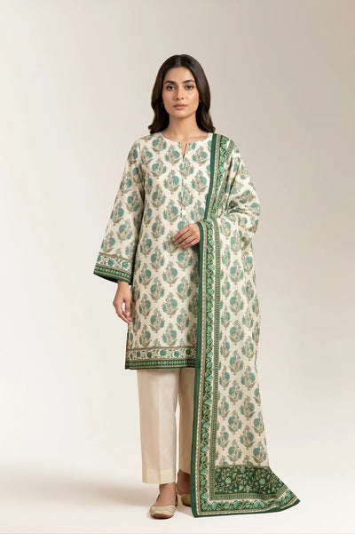 Printed Lawn-Off White Unstitched 3PC