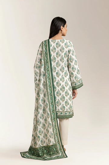 Printed Lawn-Off White Unstitched 3PC
