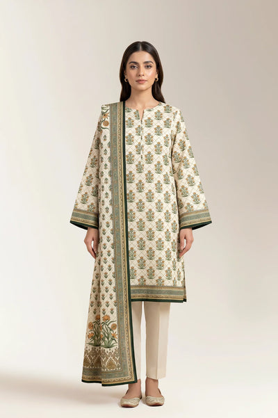 Printed Lawn-Off White Unstitched 3PC