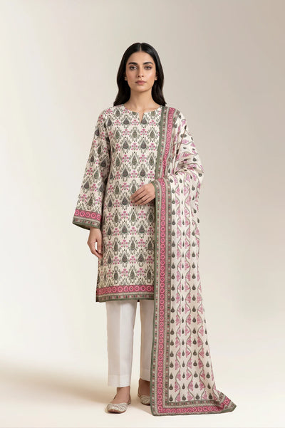 Printed Lawn-Off White Unstitched 3PC