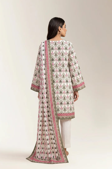 Printed Lawn-Off White Unstitched 3PC