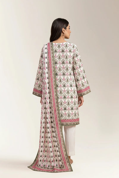 Printed Lawn-Off White Unstitched 3PC