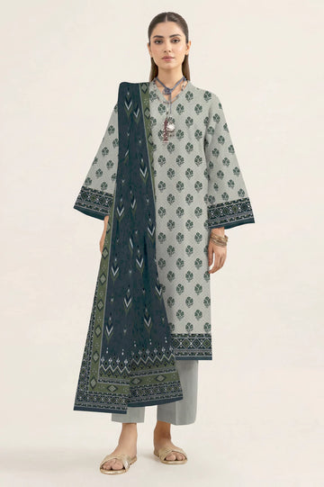 Printed Cotton Viscose-Beige Unstitched 3PC