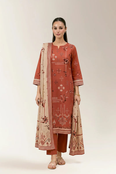 Printed Lawn-Rust Unstitched 3PC