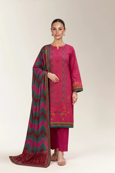 Printed Lawn-Pink Unstitched 3PC
